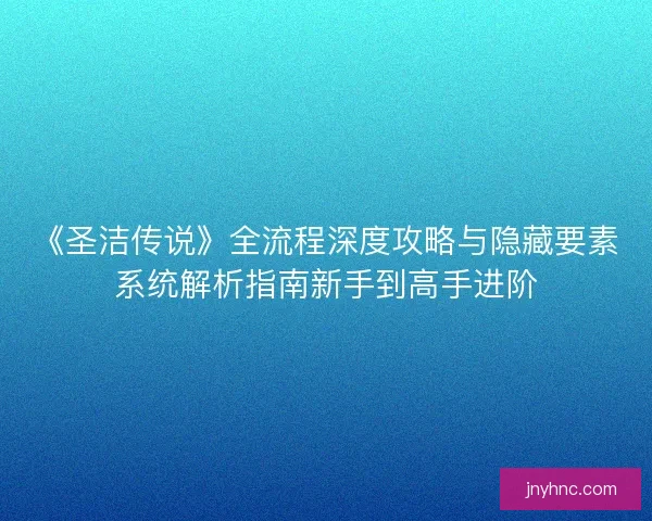 《圣洁传说》全流程深度攻略与隐藏要素系统解析指南新手到高手进阶