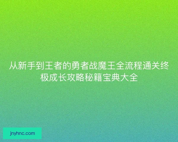 从新手到王者的勇者战魔王全流程通关终极成长攻略秘籍宝典大全
